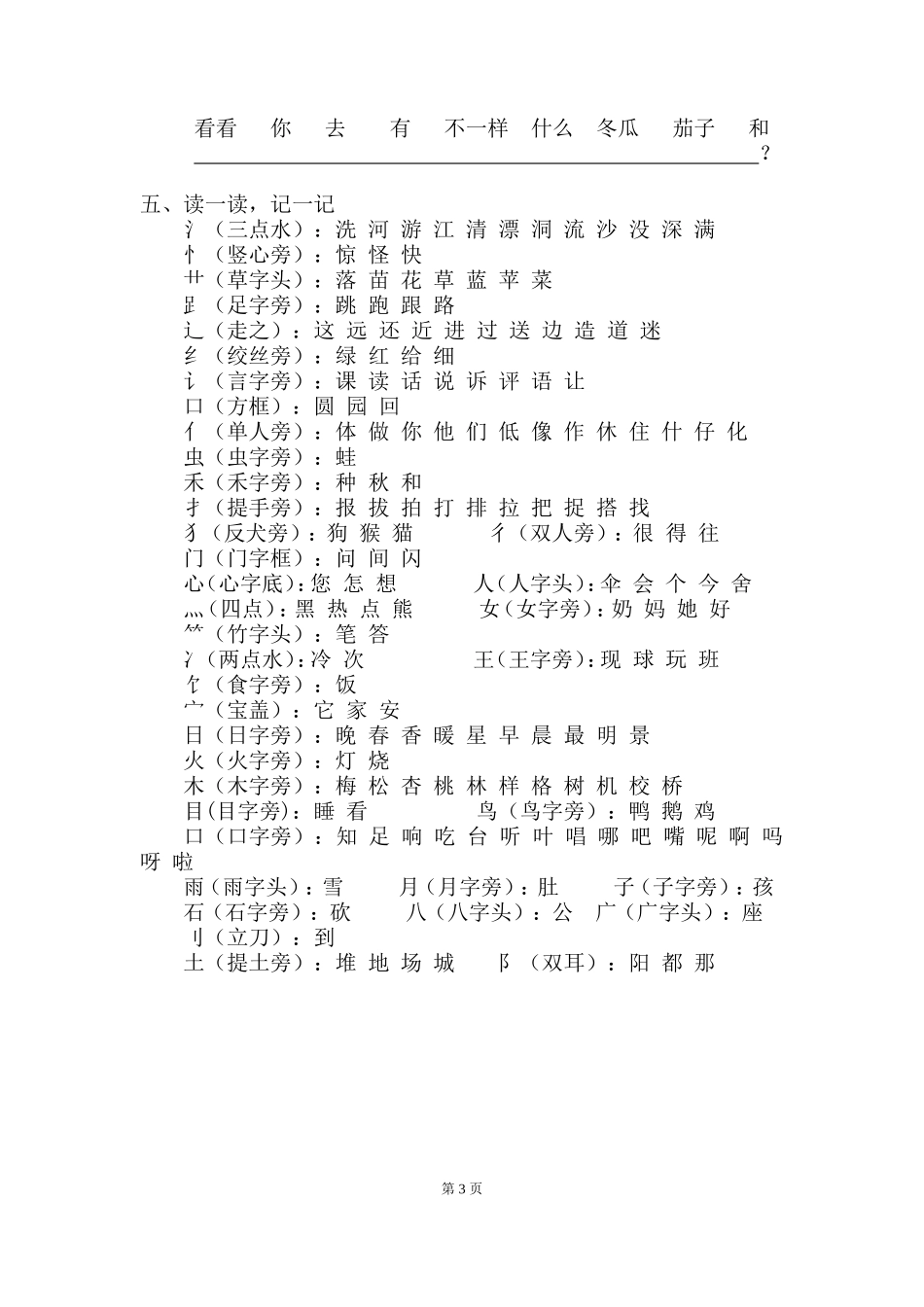 秋一上语文期末句子练习卷_第3页