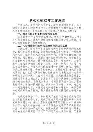 乡水利站XX年工作总结