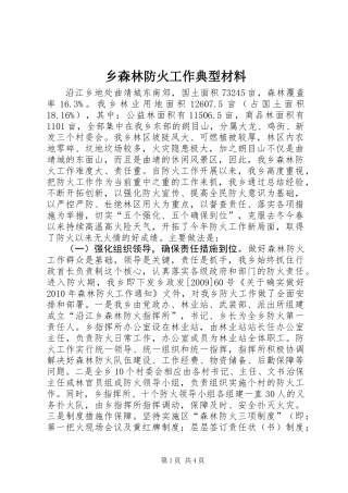 乡森林防火工作典型材料 (2)