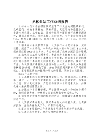 乡林业站工作总结报告