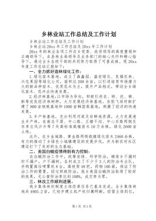 乡林业站工作总结及工作计划