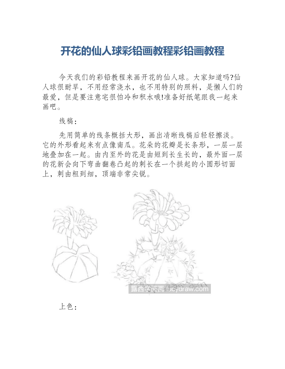 开花的仙人球彩铅画教程彩铅画教程_第1页
