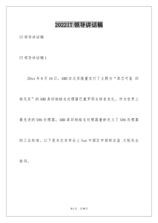 2024IT领导讲话稿