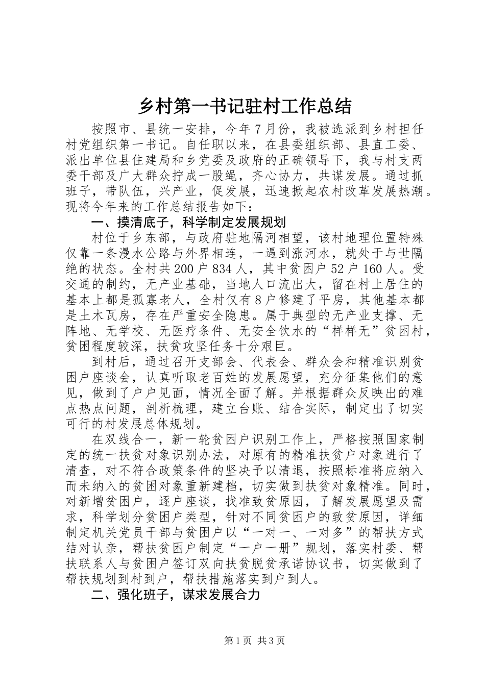 乡村第一书记驻村工作总结_第1页