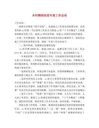 乡村精准扶贫年度工作总结 
