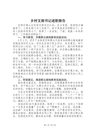乡村支部书记述职报告