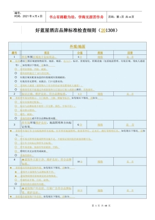 好蓝屋酒店品牌标准检查细则XXXX-08-6