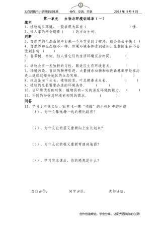 六年级训练单样本