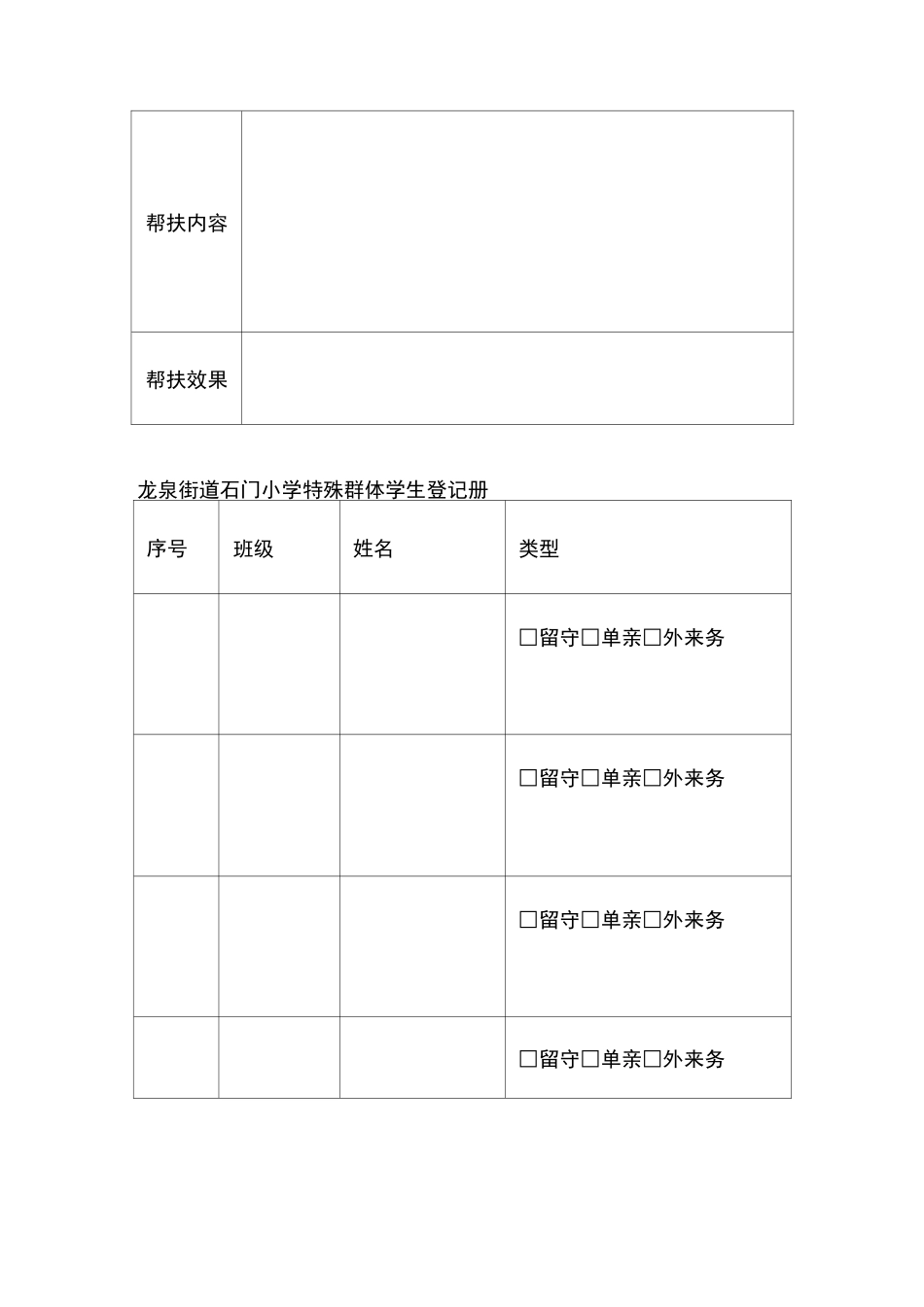 特殊群体学生帮扶记录表_第2页