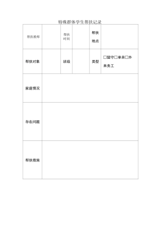 特殊群体学生帮扶记录表