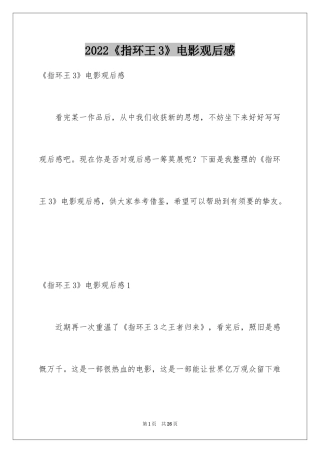 2024《指环王3》电影观后感_1