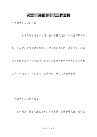 2024一周销售个人工作总结_1