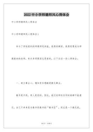 2024中小学师德师风心得体会