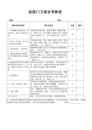 医院保安考核表