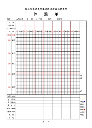 医院体温单表格