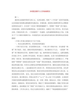 乡村党支部个人工作总结范文 