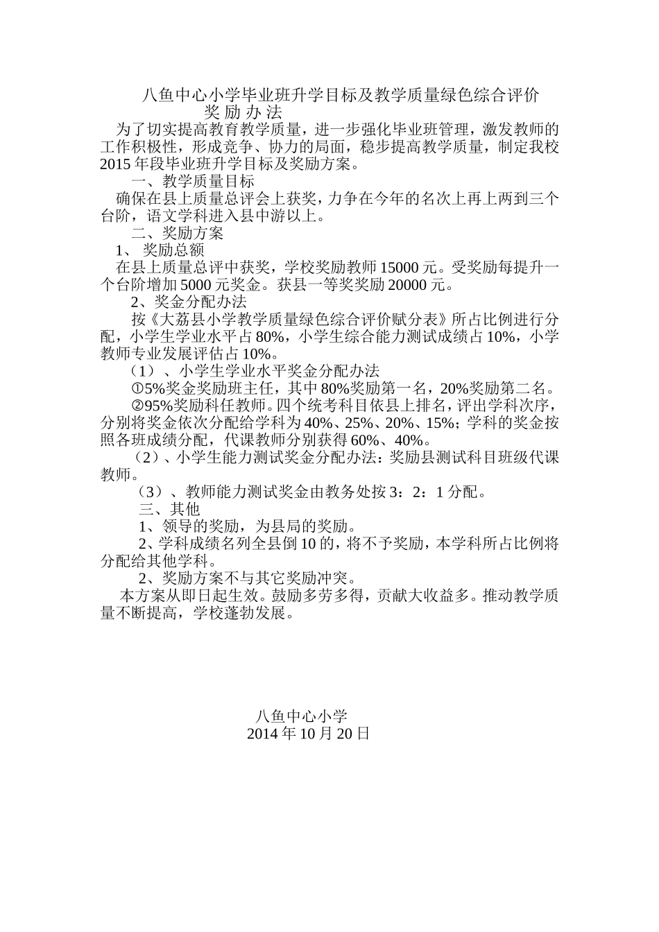 毕业班奖励方案_第1页