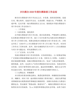 乡扫黑办2024年度扫黑除恶工作总结 