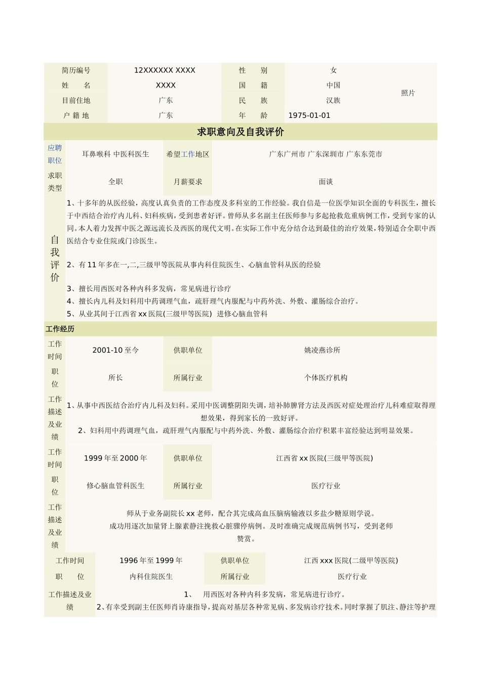医生个人简历表_第2页