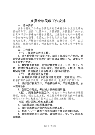 乡委全年民政工作安排