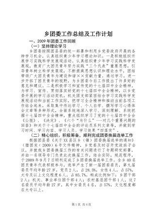 乡团委工作总结及工作计划