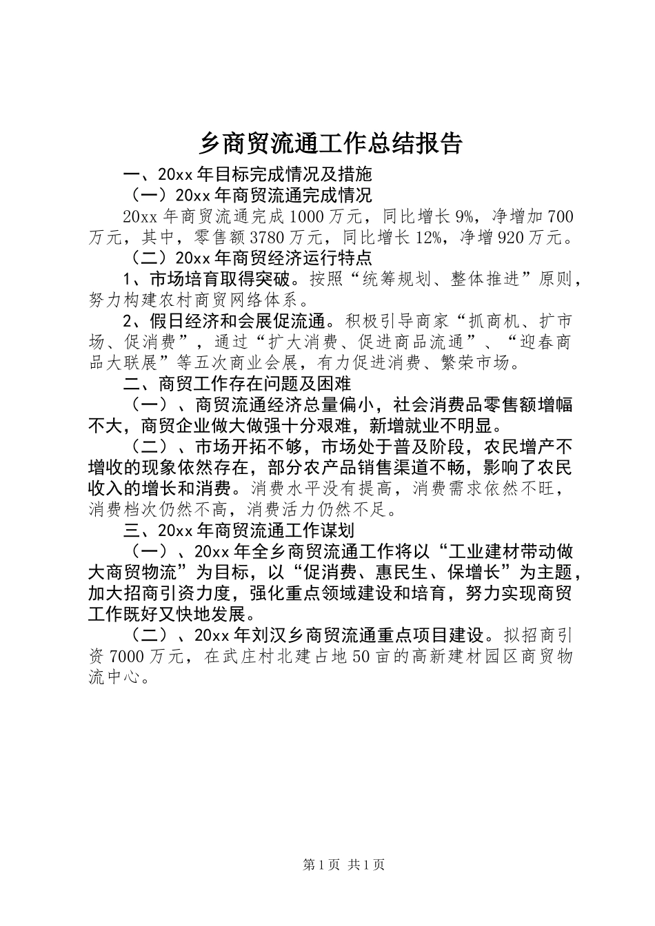 乡商贸流通工作总结报告_第1页