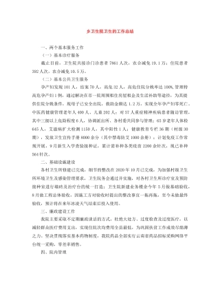 乡卫生院卫生的工作总结 