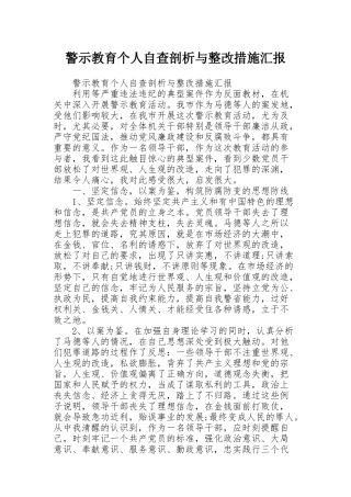 警示教育个人自查剖析与整改措施汇报