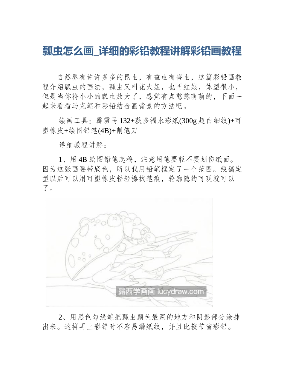 瓢虫怎么画_详细的彩铅教程讲解彩铅画教程_第1页