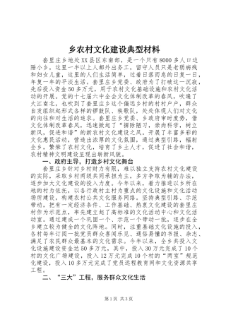 乡农村文化建设典型材料