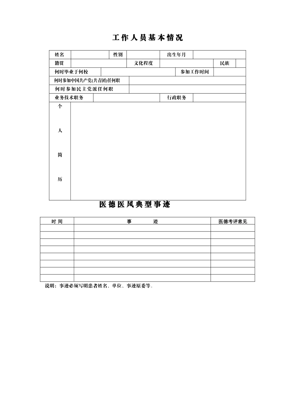 医德医风考核档案空白表12_第2页