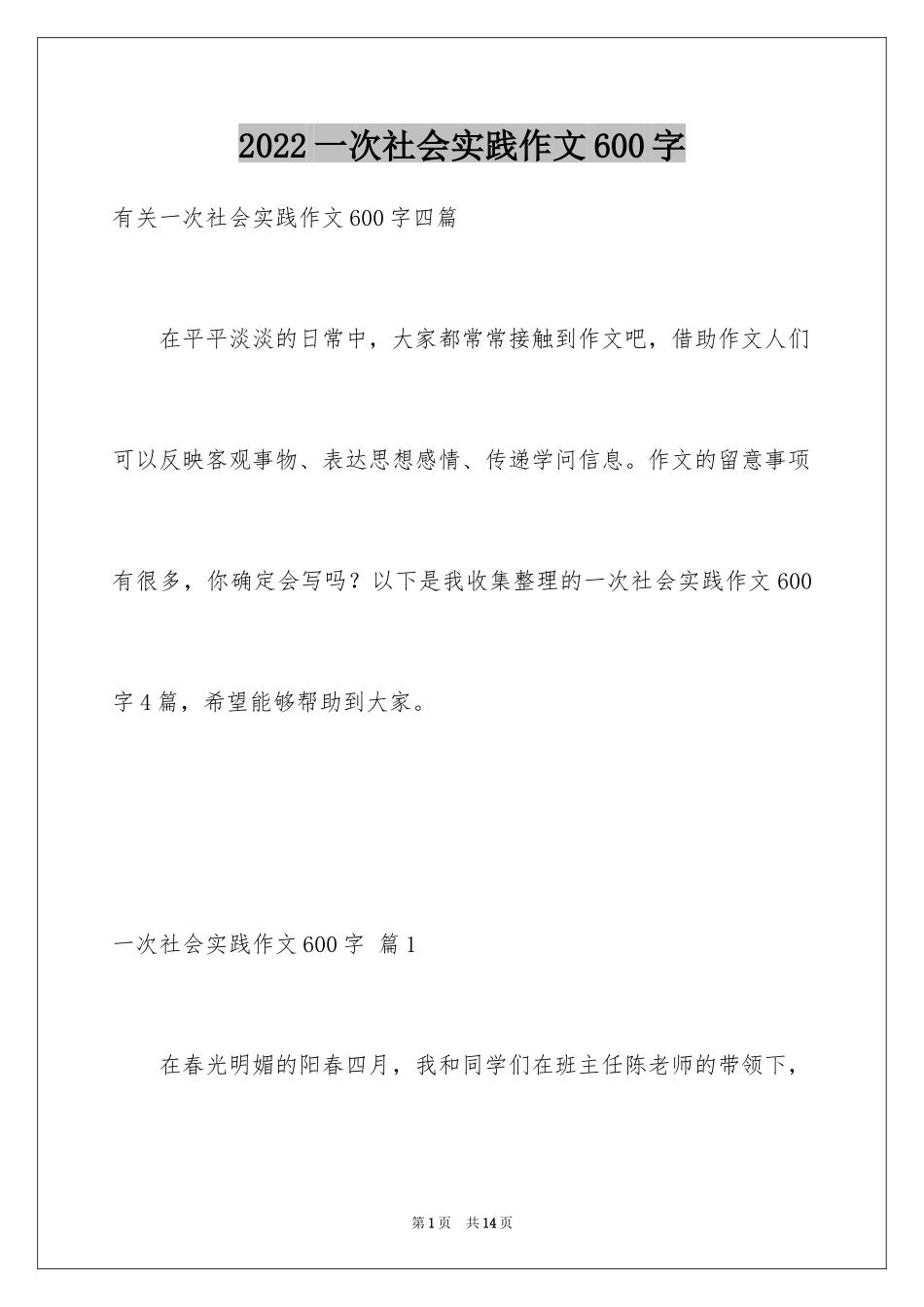 2024一次社会实践作文600字_2_第1页