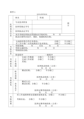 医师定期考核表