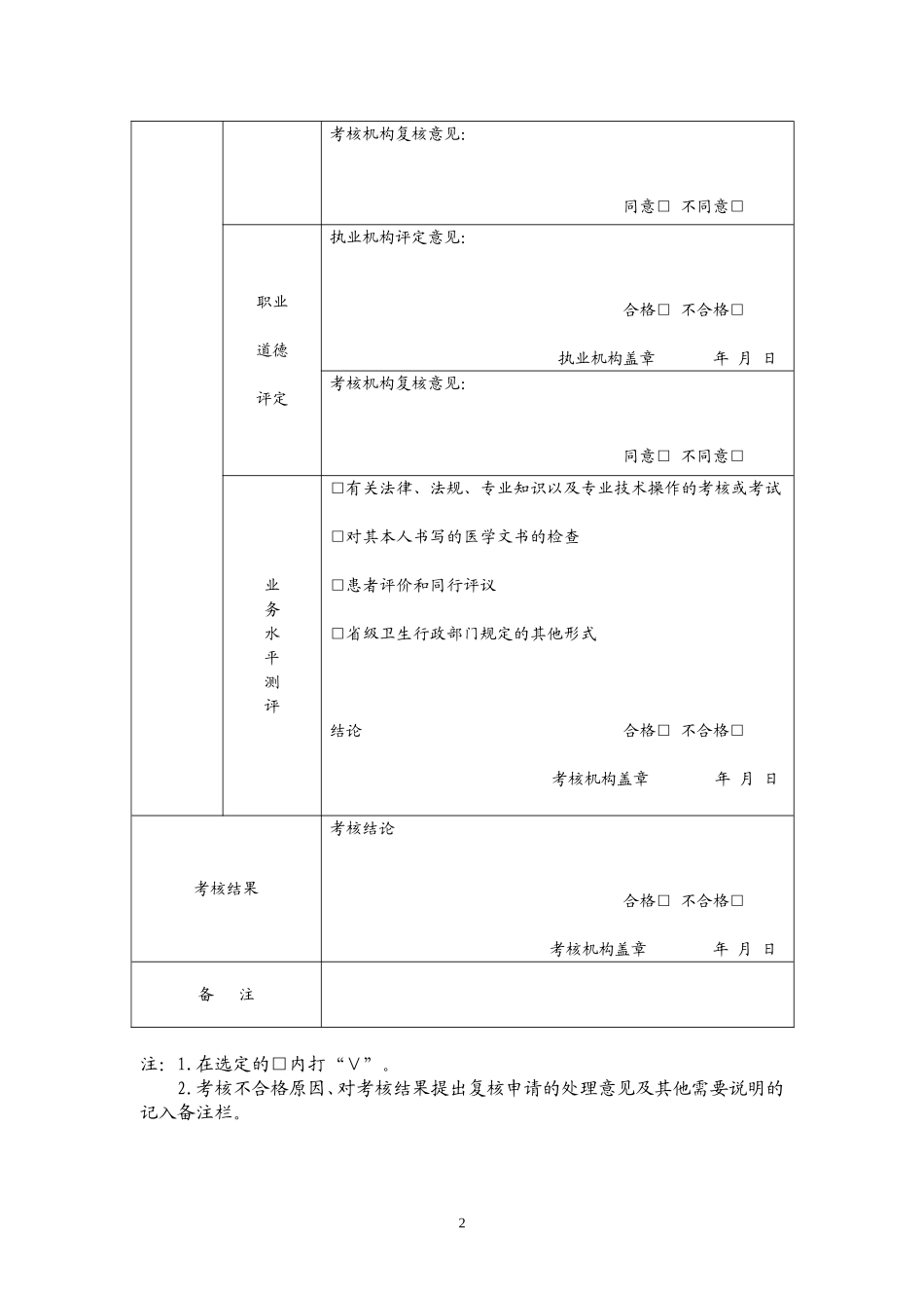 医师定期考核表(全套)_第2页