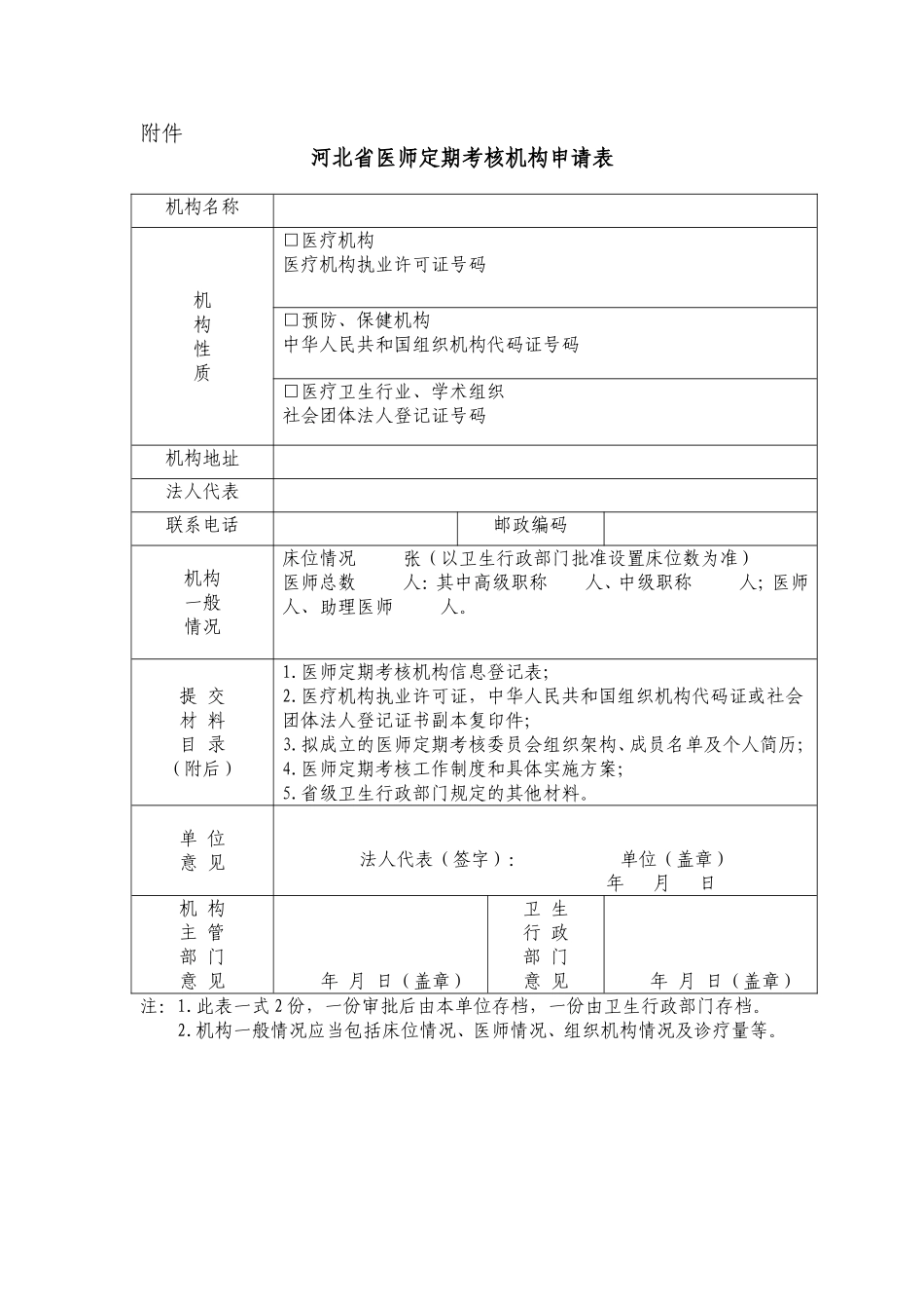 医师定期考核机构申请表_第1页