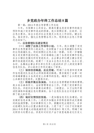 乡党政办年终工作总结8篇