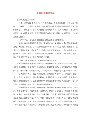 乡党政办公室工作总结 