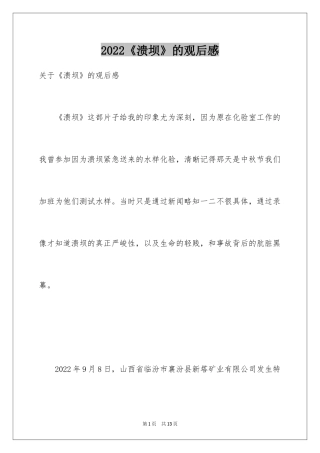 2024《溃坝》的观后感