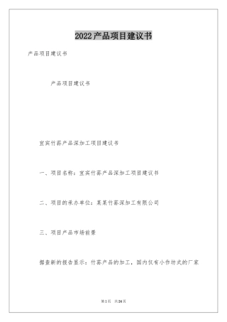 2024产品项目建议书