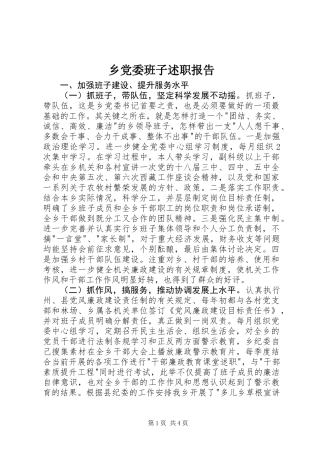 乡党委班子述职报告