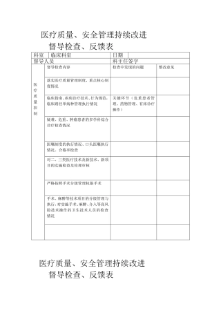 医务科督导表
