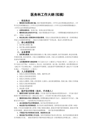 医务科工作大纲(拟稿)