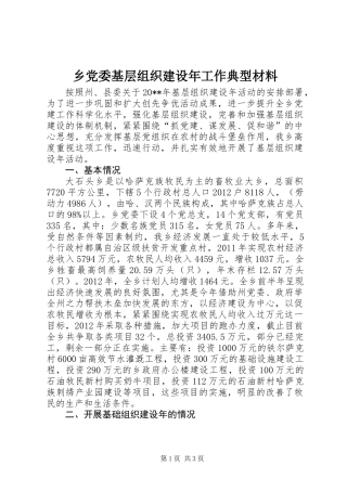 乡党委基层组织建设年工作典型材料