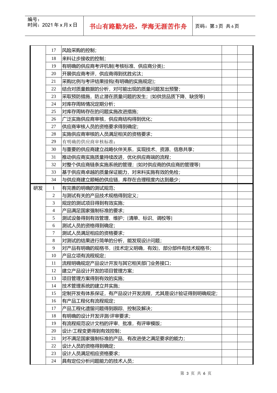 质量成熟度评价检查表dxc_第3页