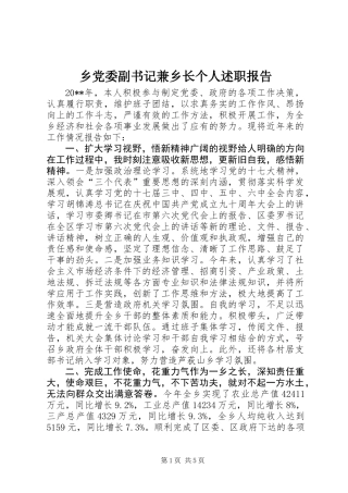 乡党委副书记兼乡长个人述职报告