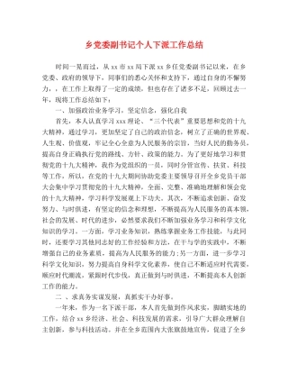乡党委副书记个人下派工作总结 