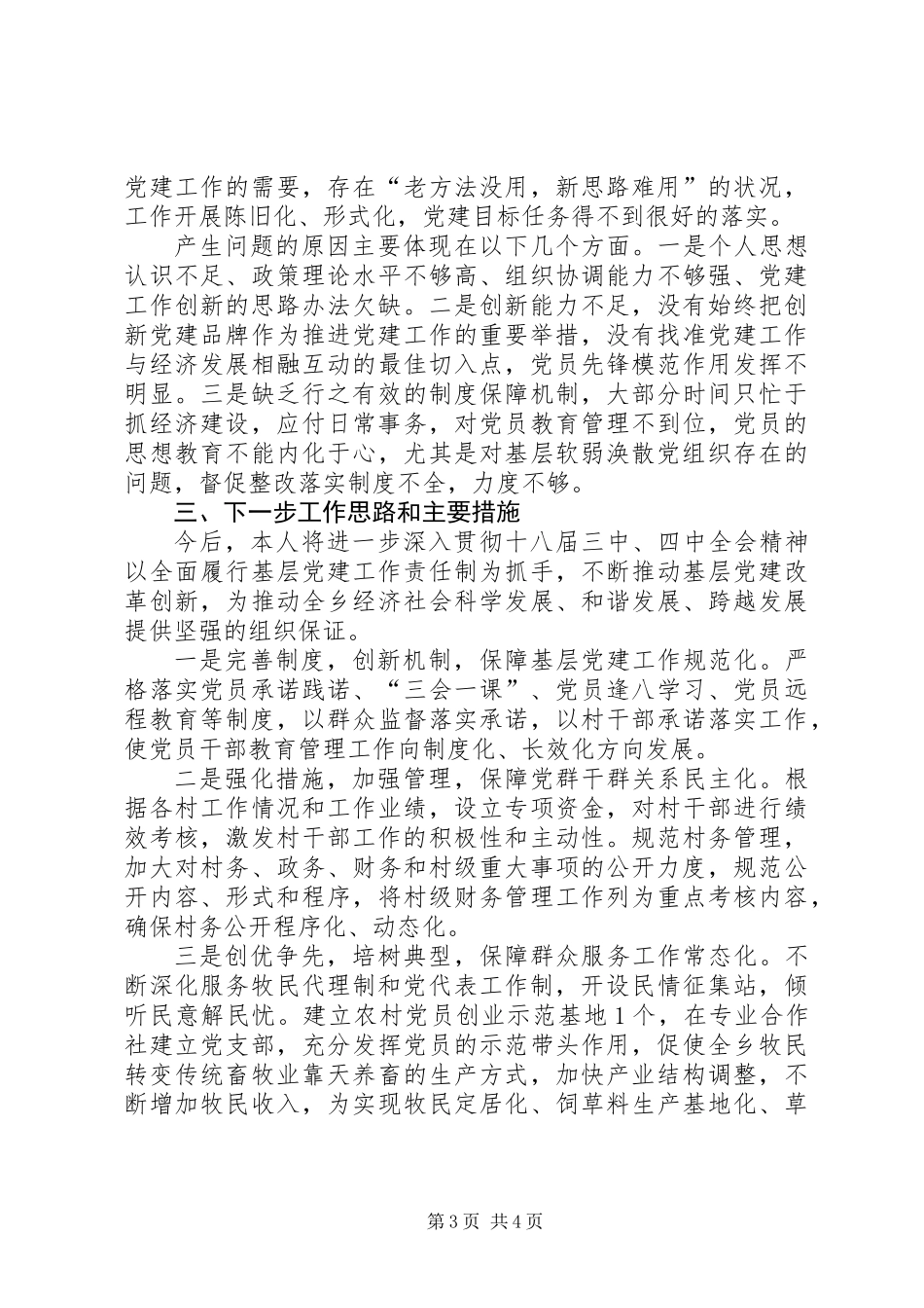 乡党委书记抓基层党建工作述职报告 (3)_第3页