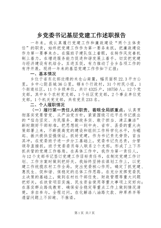 乡党委书记基层党建工作述职报告 (2)