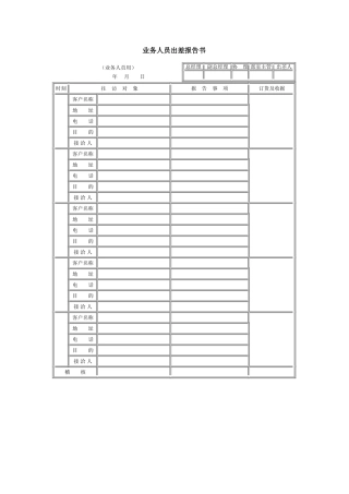 业务人员出差报告书