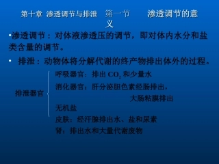 动物生理学第十章 肾与排泄